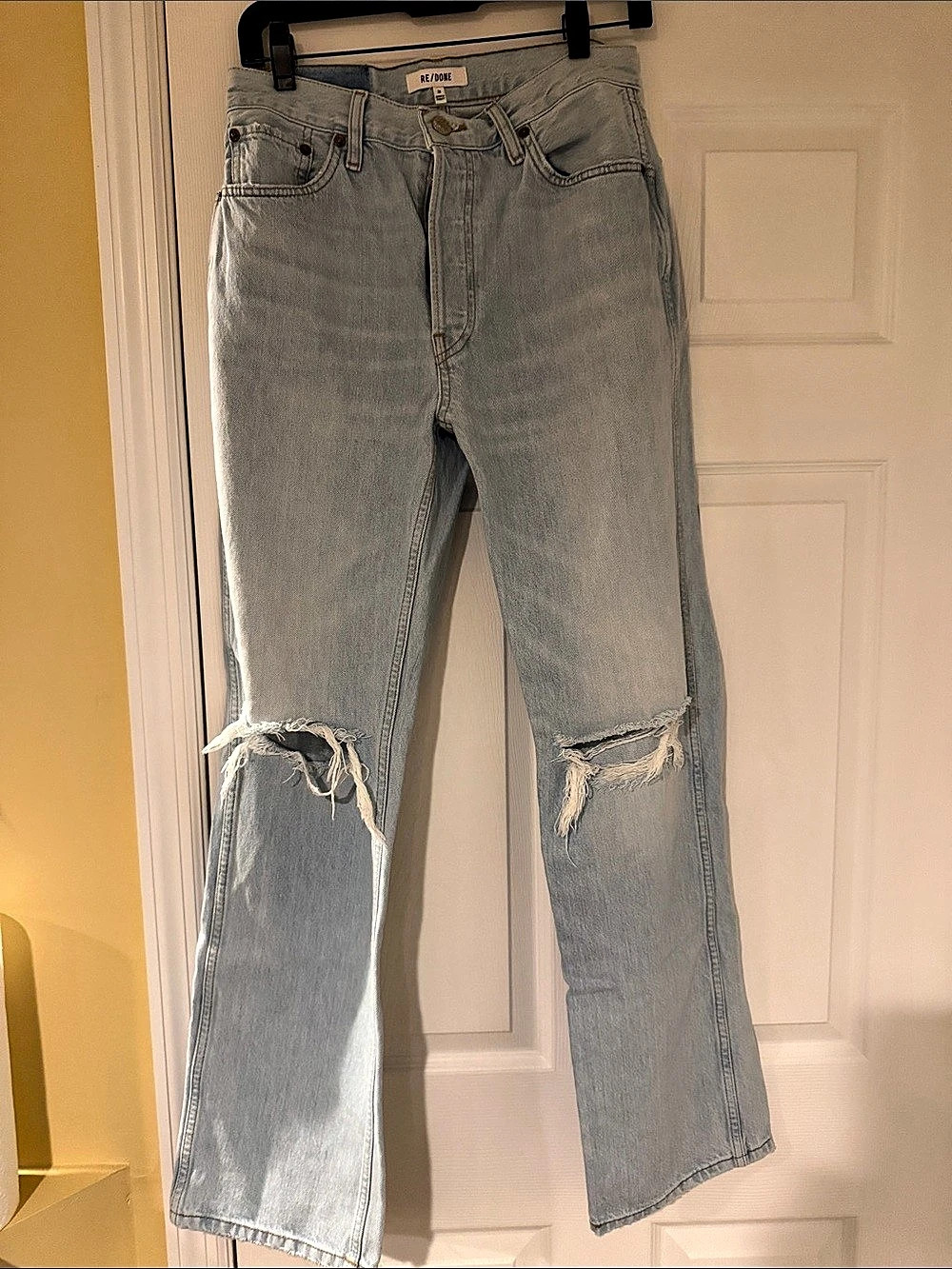 RE/DONE 90s High Rise Loose Jeans Straight Leg Blue Waist 28